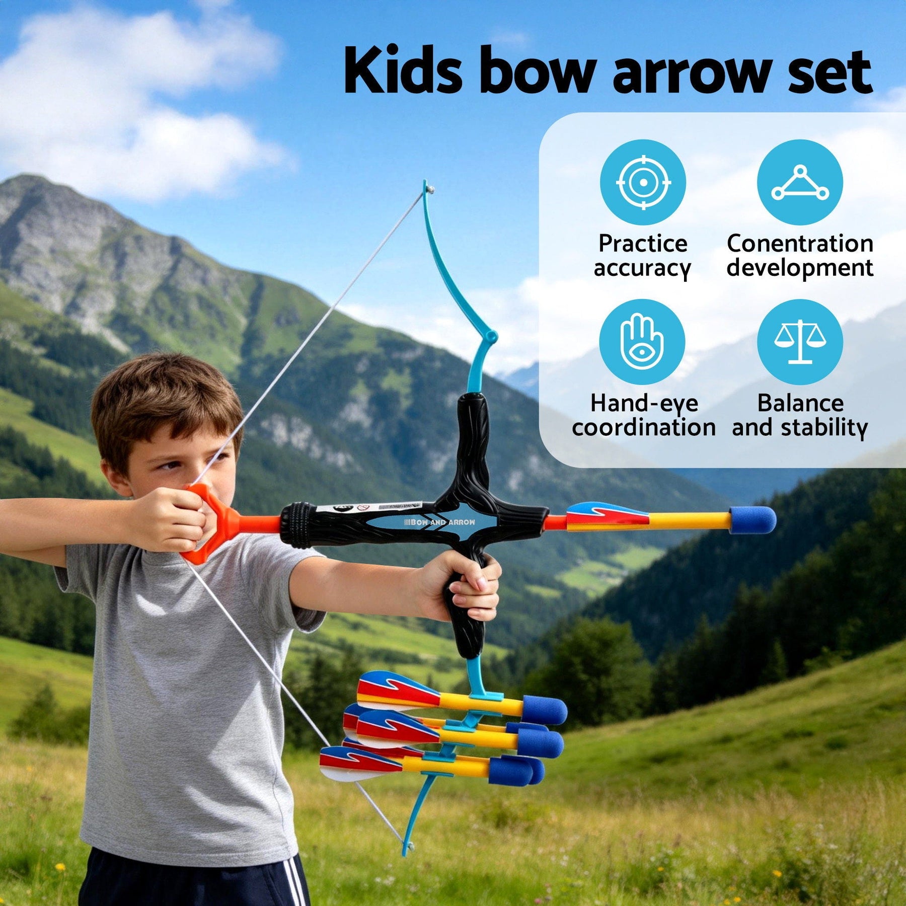 Keezi Kids Bow and Arrow Set Outdoor Sport Game Archery Toys 6 Arrows Children Gifts - SportZone.co.nz