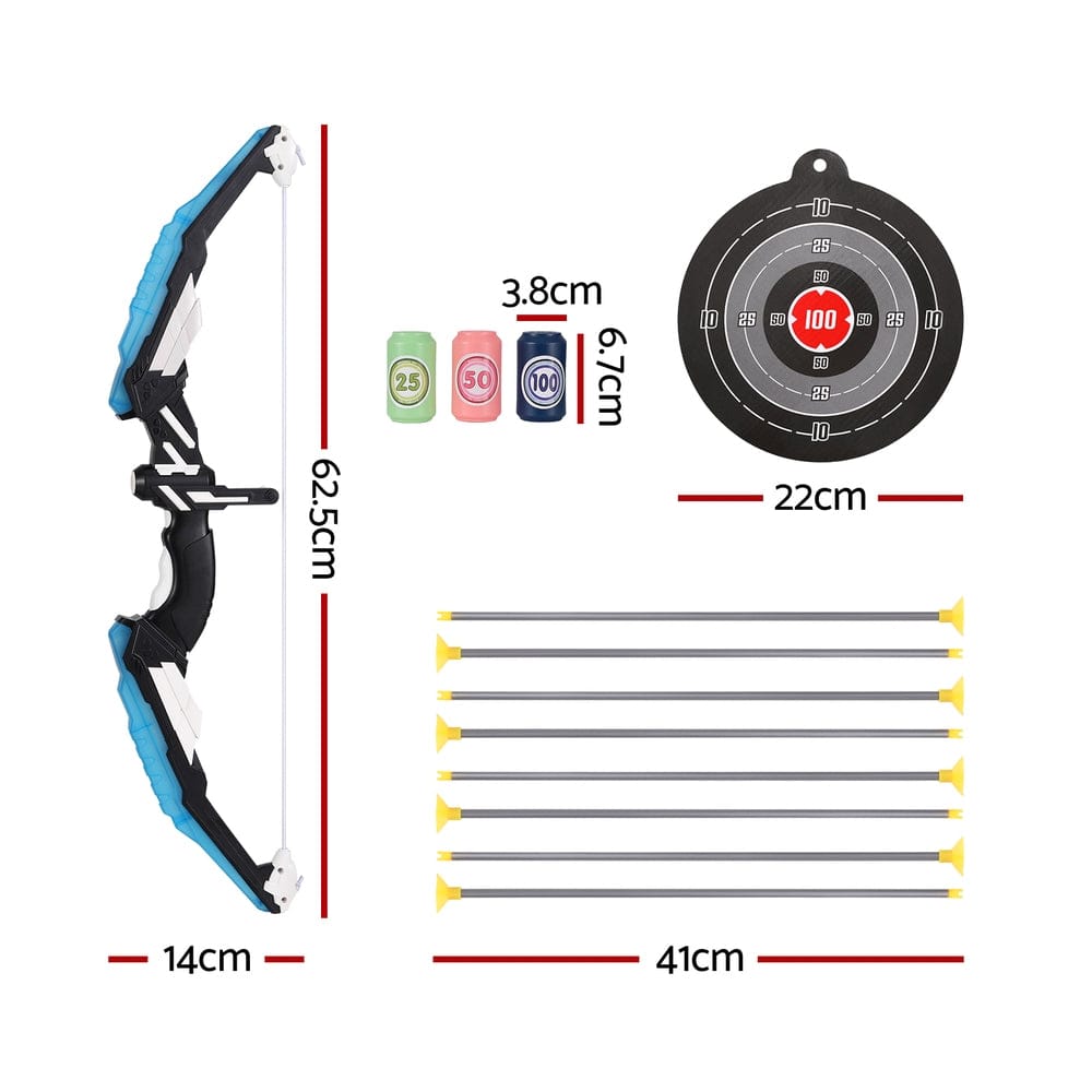 Keezi Kids Bow and Arrow Target Set Outdoor Sport Archery Toys Bottle LED Light - SportZone.co.nz