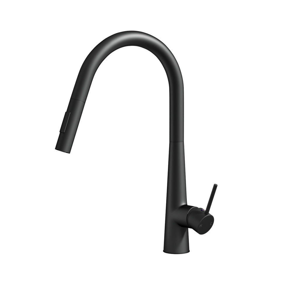 Kitchen Mixer Tap Pull Out Round 2 Mode Sink Basin Faucet Swivel WELS Black - SportZone.co.nz