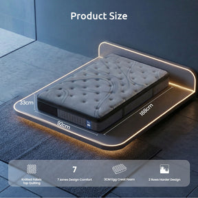 Levitex Single Mattress 33 cm 7 - Zone Pocket Spring 8.0 Extra Firm with Dual - Row Edge Support & Breathable Knit Cover - SportZone.co.nz