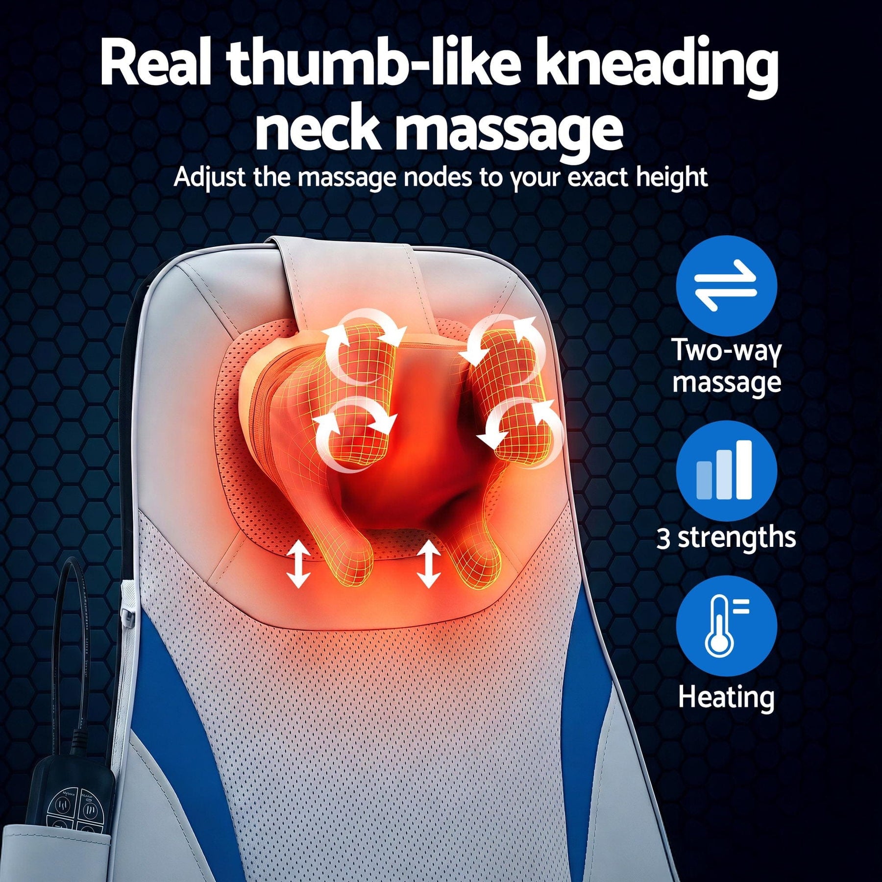 Livemor Full Back Massage Cushion 3D Kneading Heating Massage Seats - SportZone.co.nz