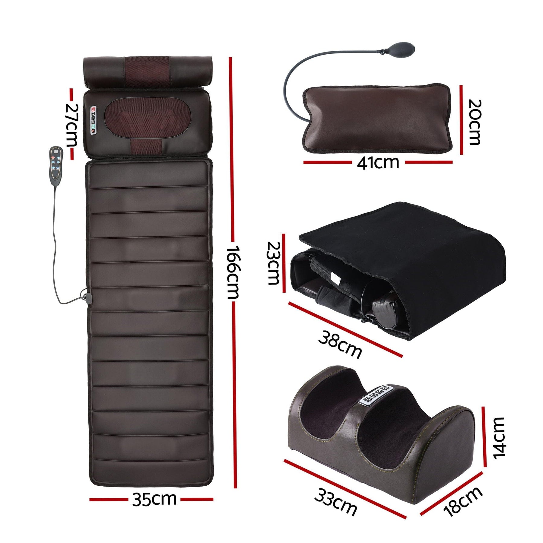 Livemor Massage Mat Kneading Neck Foot Massager Heated Vibration Airbag Mattress - SportZone.co.nz