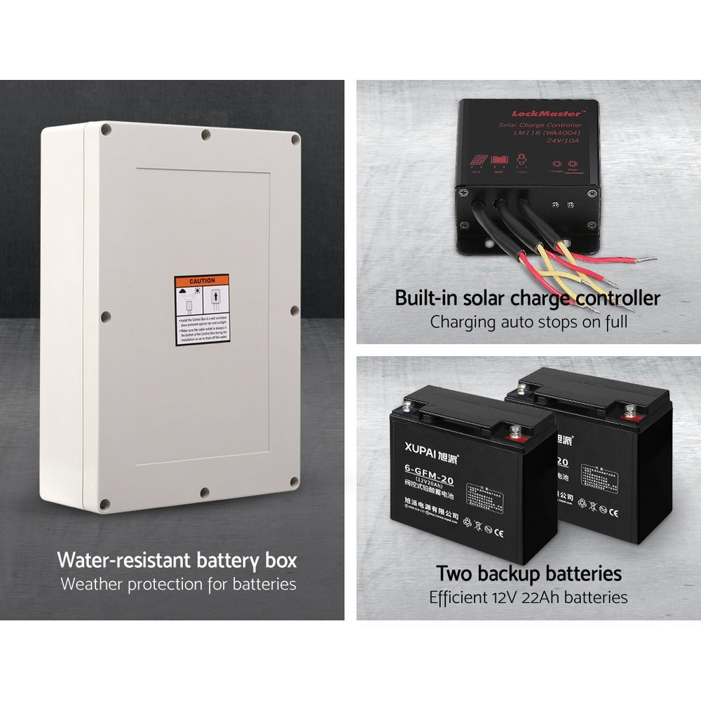 LockMaster Automatic Sliding Gate Opener Kit 40W Solar 4M 600KG - SportZone.co.nz