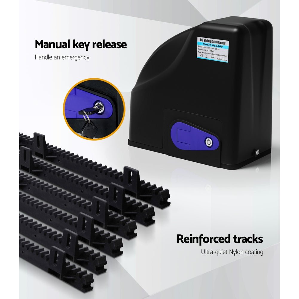 LockMaster Automatic Sliding Gate Opener Kit 40W Solar 6M 600KG - SportZone.co.nz