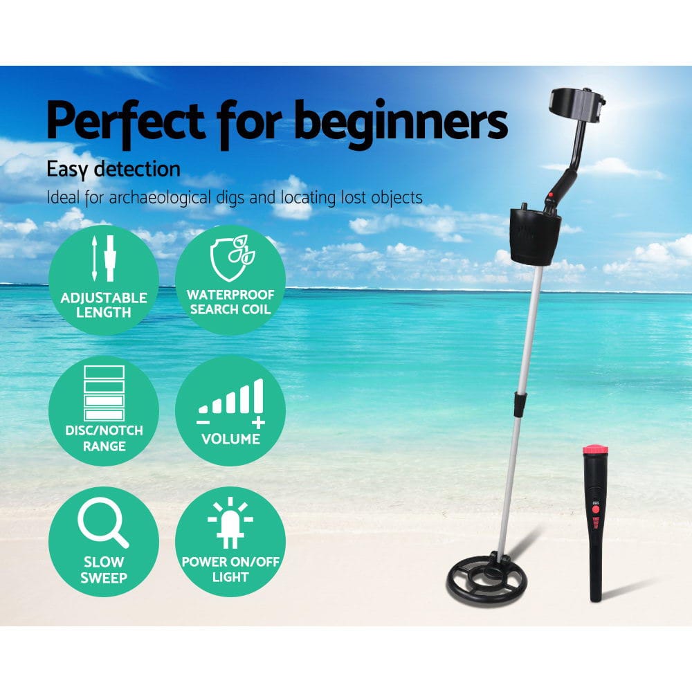 Metal Detector 180MM Deep Sensitive Waterproof Pinpointer Treasure Hunter Black - SportZone.co.nz