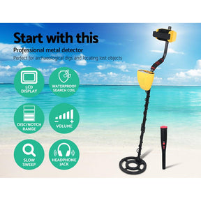 Metal Detector 180MM Deep Sensitive Waterproof Pinpointer Treasure Hunter Yellow - SportZone.co.nz