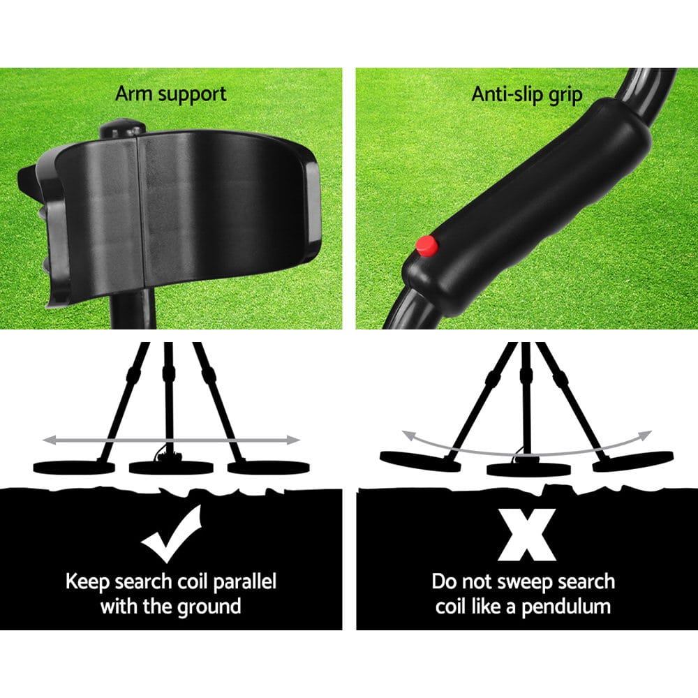 Metal Detector 180MM Deep Sensitive Waterproof Treasure Hunter Gold Digger Black - SportZone.co.nz