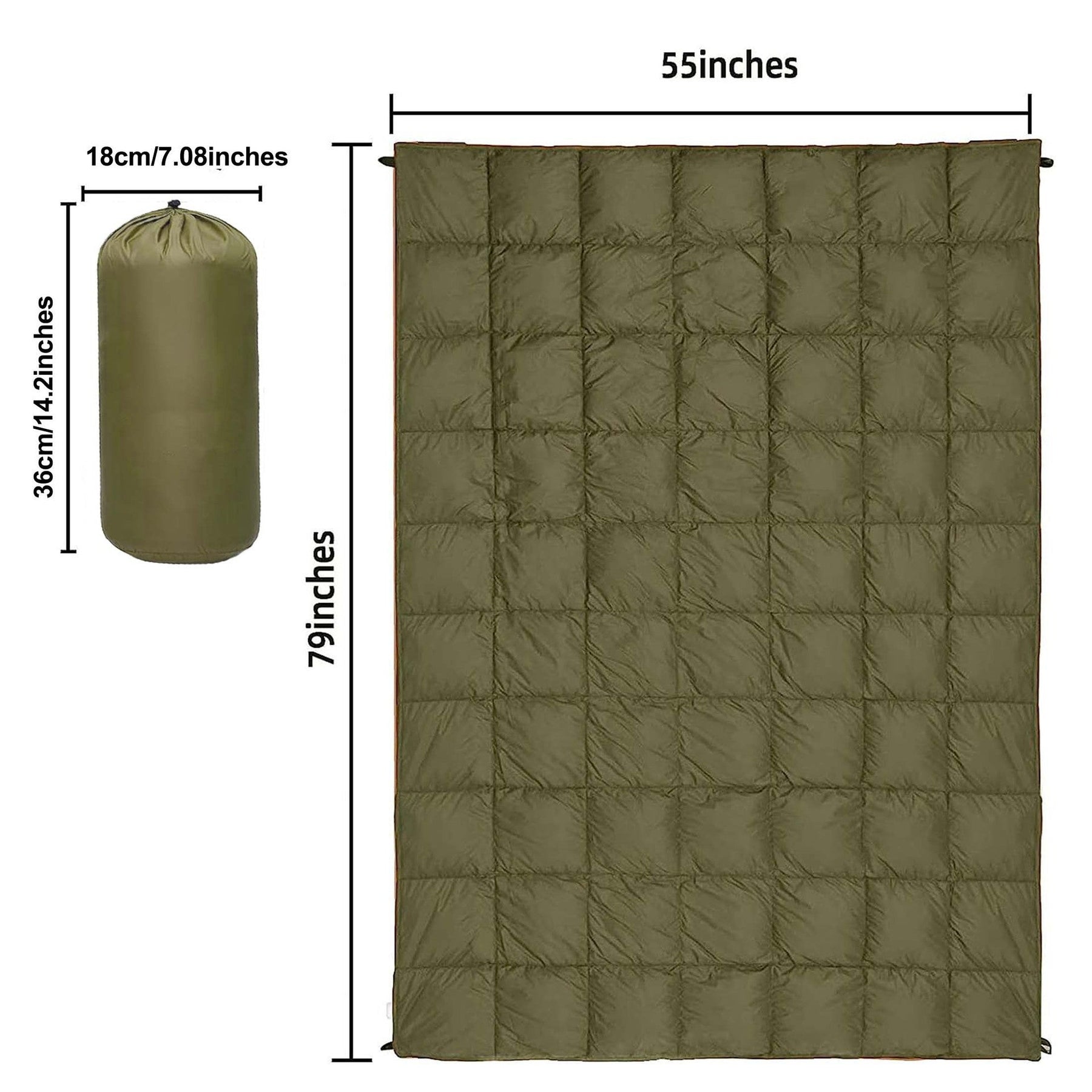 Military Green Compact Lightweight Quilted Blanket - SportZone.co.nz