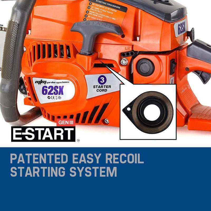 MTM Petrol Commercial Chainsaw 22 Bar E-Start Tree Pruning Chain Saw Top Handle - SportZone.co.nz