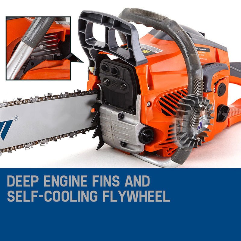 MTM Petrol Commercial Chainsaw 22 Bar E-Start Tree Pruning Chain Saw Top Handle - SportZone.co.nz