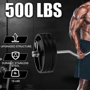 Olympic EZ Curl Bar 47" NZ – Barbell 2" Plates, 500LB Capacity - SportZone.co.nz