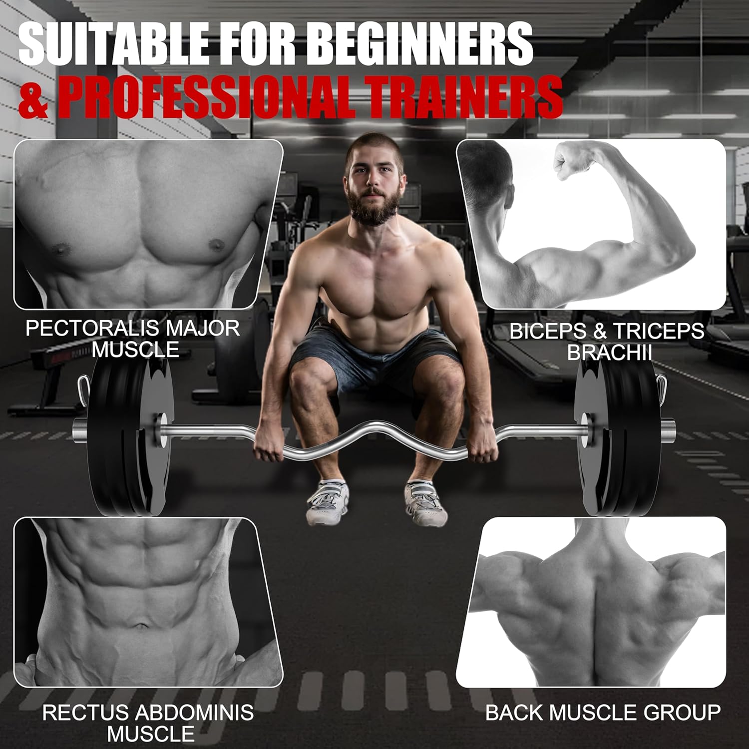 Olympic EZ Curl Bar 47" NZ – Barbell 2" Plates, 500LB Capacity - SportZone.co.nz