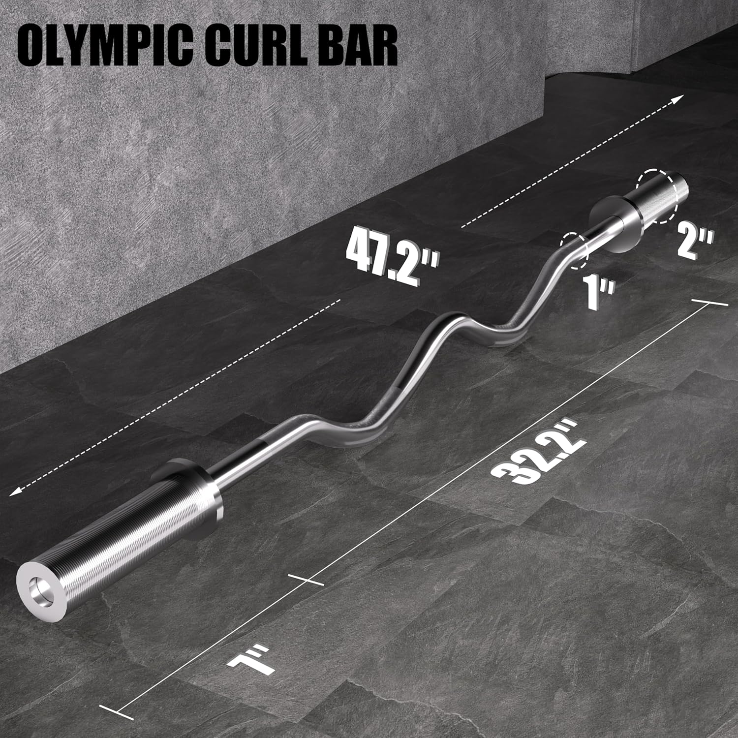 Olympic EZ Curl Bar 47" NZ – Barbell 2" Plates, 500LB Capacity - SportZone.co.nz