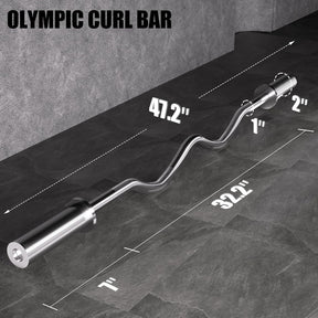Olympic EZ Curl Bar 47" NZ – Barbell 2" Plates, 500LB Capacity - SportZone.co.nz