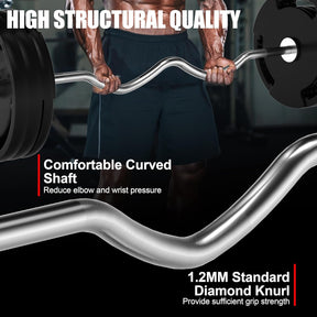 Olympic EZ Curl Bar 47" NZ – Barbell 2" Plates, 500LB Capacity - SportZone.co.nz