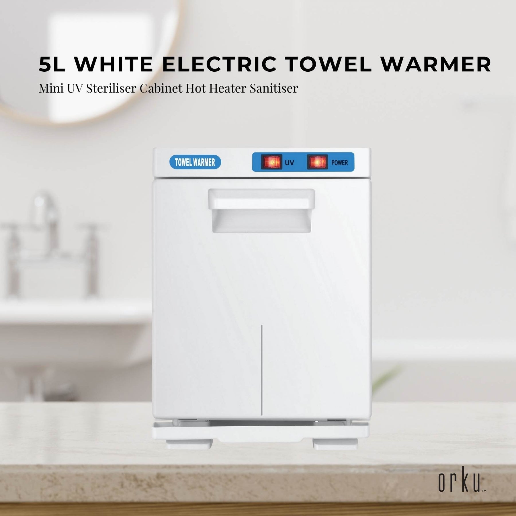 Orku 5L White Electric Hand Towel Warmer Mini UV Steriliser Cabinet Salon Heater - SportZone.co.nz