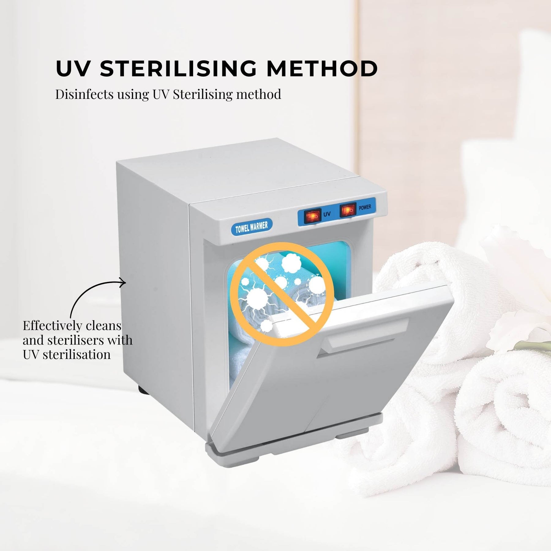 Orku 5L White Electric Hand Towel Warmer Mini UV Steriliser Cabinet Salon Heater - SportZone.co.nz