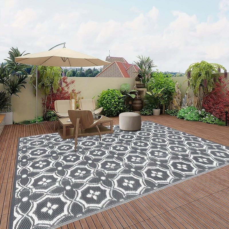 Outdoor Reversible Patio Mat Geometric Pattern - SportZone.co.nz