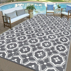 Outdoor Reversible Patio Mat Geometric Pattern - SportZone.co.nz