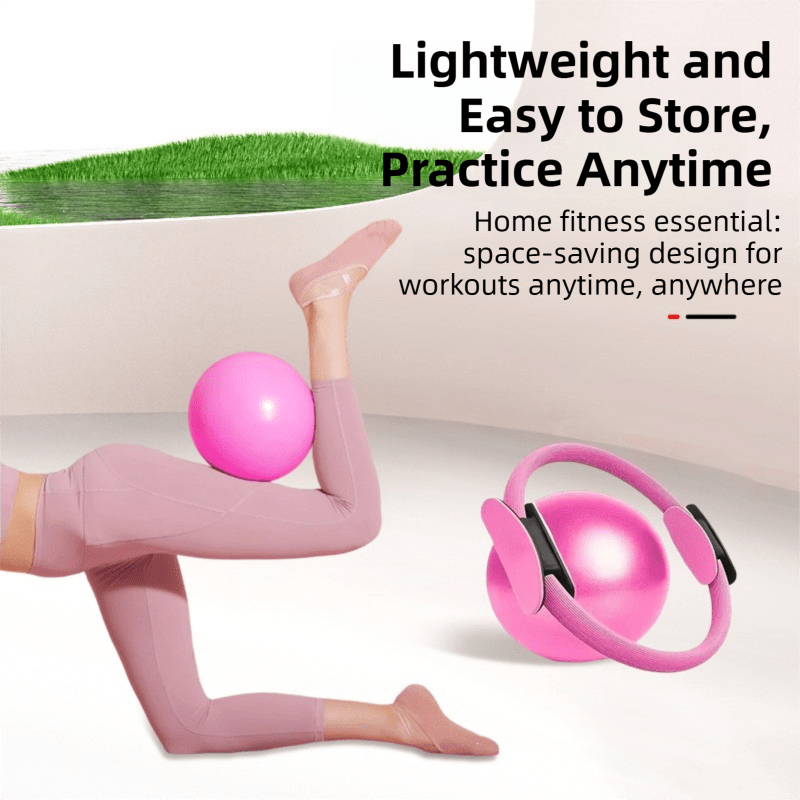Pink Professional Pilates Ring & Yoga Ball Set - Multipurpose Home Fitness Equipment for Whole - Body Core Training & Pelvic Floor Strengthening - SportZone.co.nz