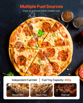 Pizza Oven Outdoor, 12" Pellet Pizza Oven, Portable Pizza-Stove with Built-in Thermometer, Wood Fired Stainless Steel Pizza-Maker, for Backyard, Camping, Pizza-Stone, Shovel, Carry Bag, Silver - SportZone.co.nz
