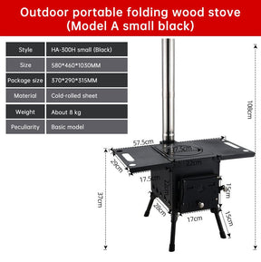 Portable Foldable Carbon Steel Firewood Stove: Ideal for Outdoor Courtyards, Camping, and Tents - SportZone.co.nz