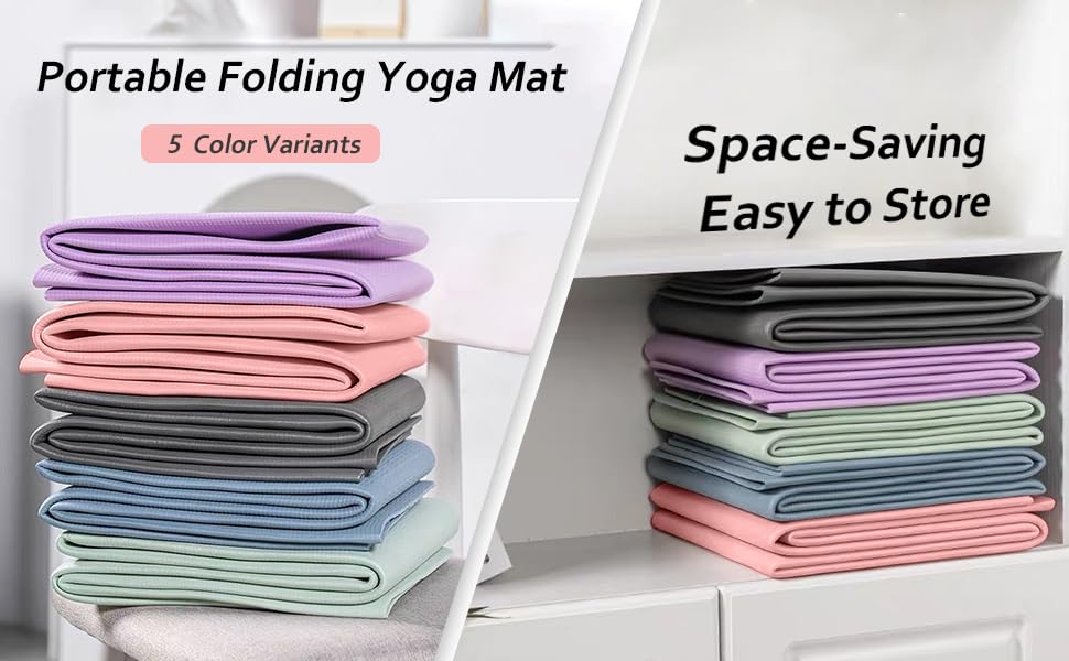 Portable Foldable Yoga Mat – Dual - Sided Non - Slip TPE Exercise Mat for Yoga, Pilates, Kids Nap & Travel (Black) | Other Colors Available in Store - SportZone.co.nz