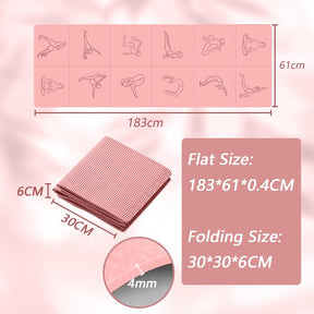Portable Foldable Yoga Mat – Dual - Sided Non - Slip TPE Exercise Mat for Yoga, Pilates, Kids Nap & Travel (Pink) | Other Colors Available in Store - SportZone.co.nz