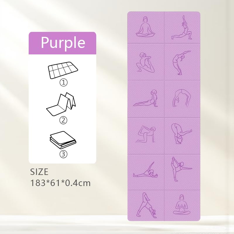 Portable Foldable Yoga Mat – Dual - Sided Non - Slip TPE Exercise Mat for Yoga, Pilates, Kids Nap & Travel (Purple) | Other Colors Available in Store - SportZone.co.nz