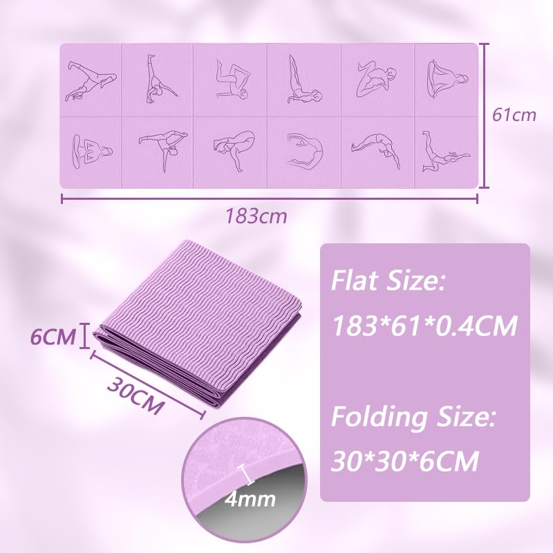 Portable Foldable Yoga Mat – Dual - Sided Non - Slip TPE Exercise Mat for Yoga, Pilates, Kids Nap & Travel (Purple) | Other Colors Available in Store - SportZone.co.nz