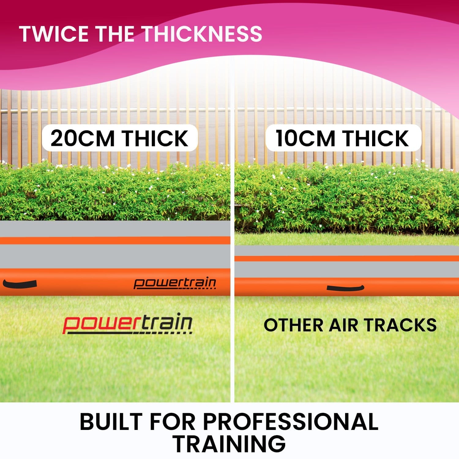 Powertrain Airtrack 20cm Thick 3m x 1m Inflatable Gymnastics Tumbling Mat Air Track - Orange - SportZone.co.nz
