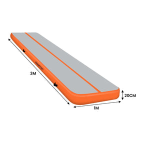 Powertrain Airtrack 20cm Thick 3m x 1m Inflatable Gymnastics Tumbling Mat Air Track - Orange - SportZone.co.nz
