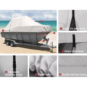 Seamanship Boat Cover 19 - 21ft Trailerable Jumbo Marine Grade Heavy Duty Grey - SportZone.co.nz