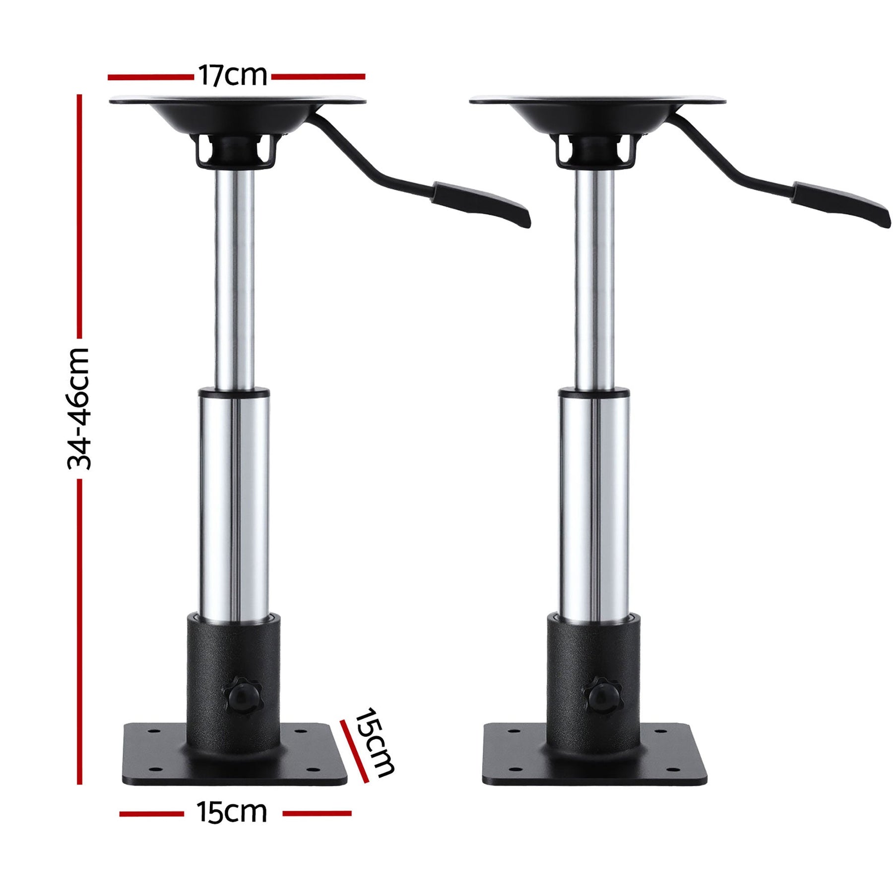 Seamanship Boat Seat Pedestal 34–46cm Adjustable Gas Lift 360 Degrees Swivel 2 Pack - SportZone.co.nz