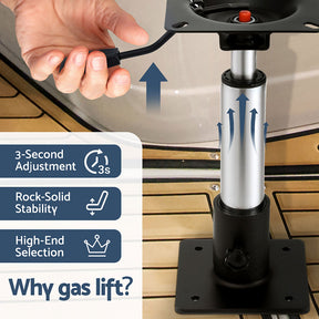 Seamanship Boat Seat Pedestal 34–46cm Adjustable Gas Lift 360 Degrees Swivel 2 Pack - SportZone.co.nz