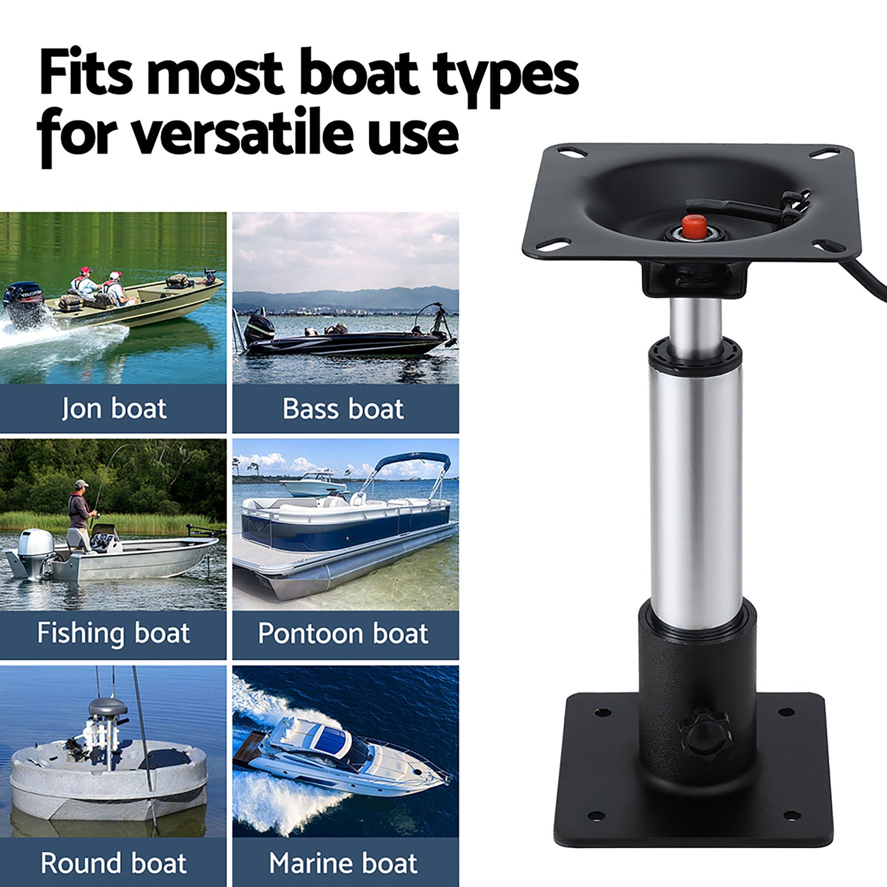 Seamanship Boat Seat Pedestal 34–46cm Adjustable Gas Lift 360 Degrees Swivel 2 Pack - SportZone.co.nz