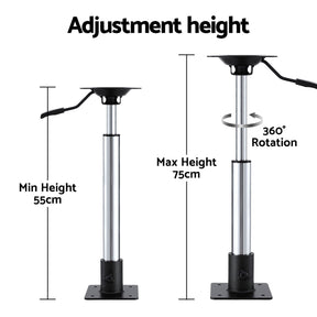 Seamanship Boat Seat Pedestal 55–75cm Adjustable Gas Lift 360 Degrees Swivel 2 Pack - SportZone.co.nz
