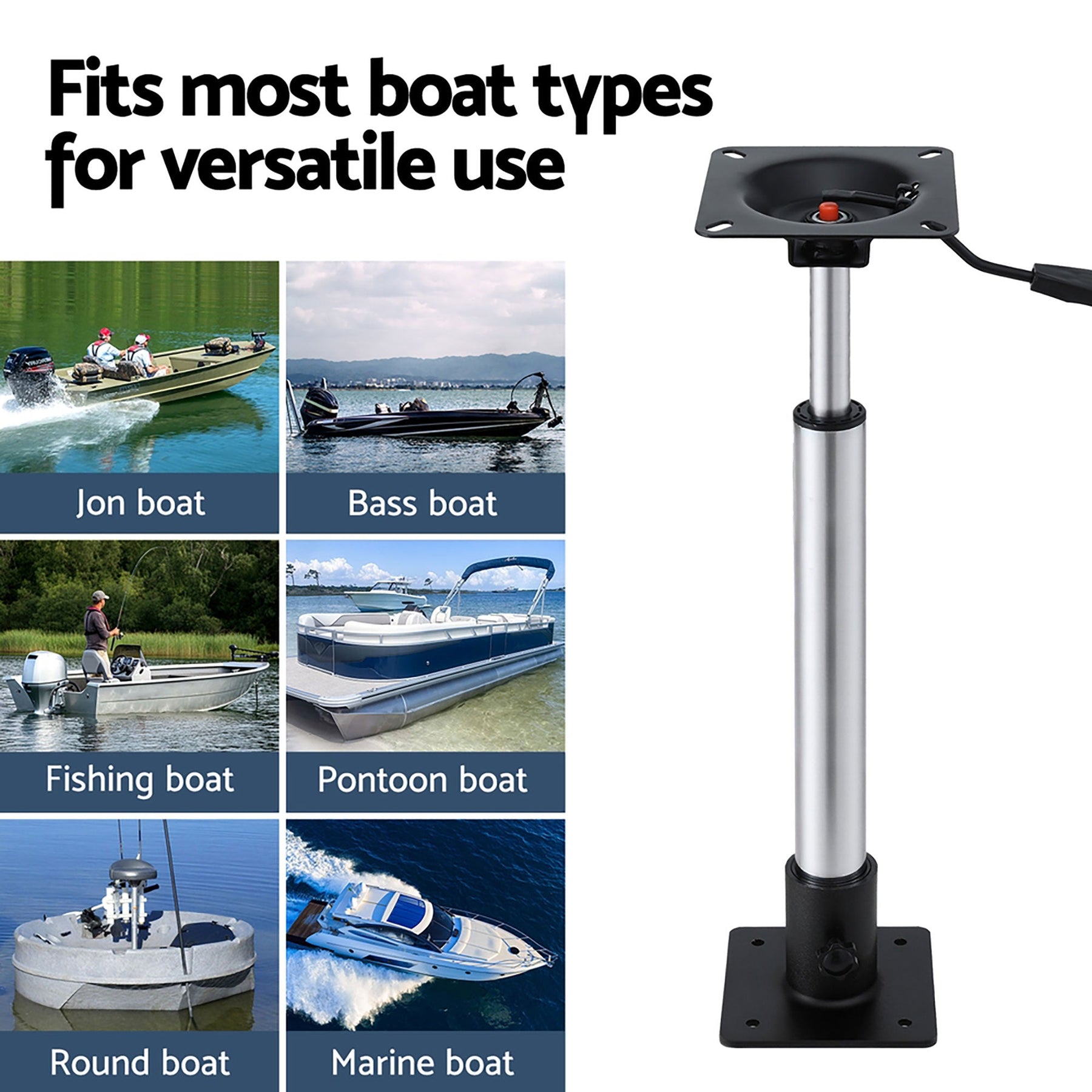 Seamanship Boat Seat Pedestal 55–75cm Adjustable Gas Lift 360 Degrees Swivel 2 Pack - SportZone.co.nz