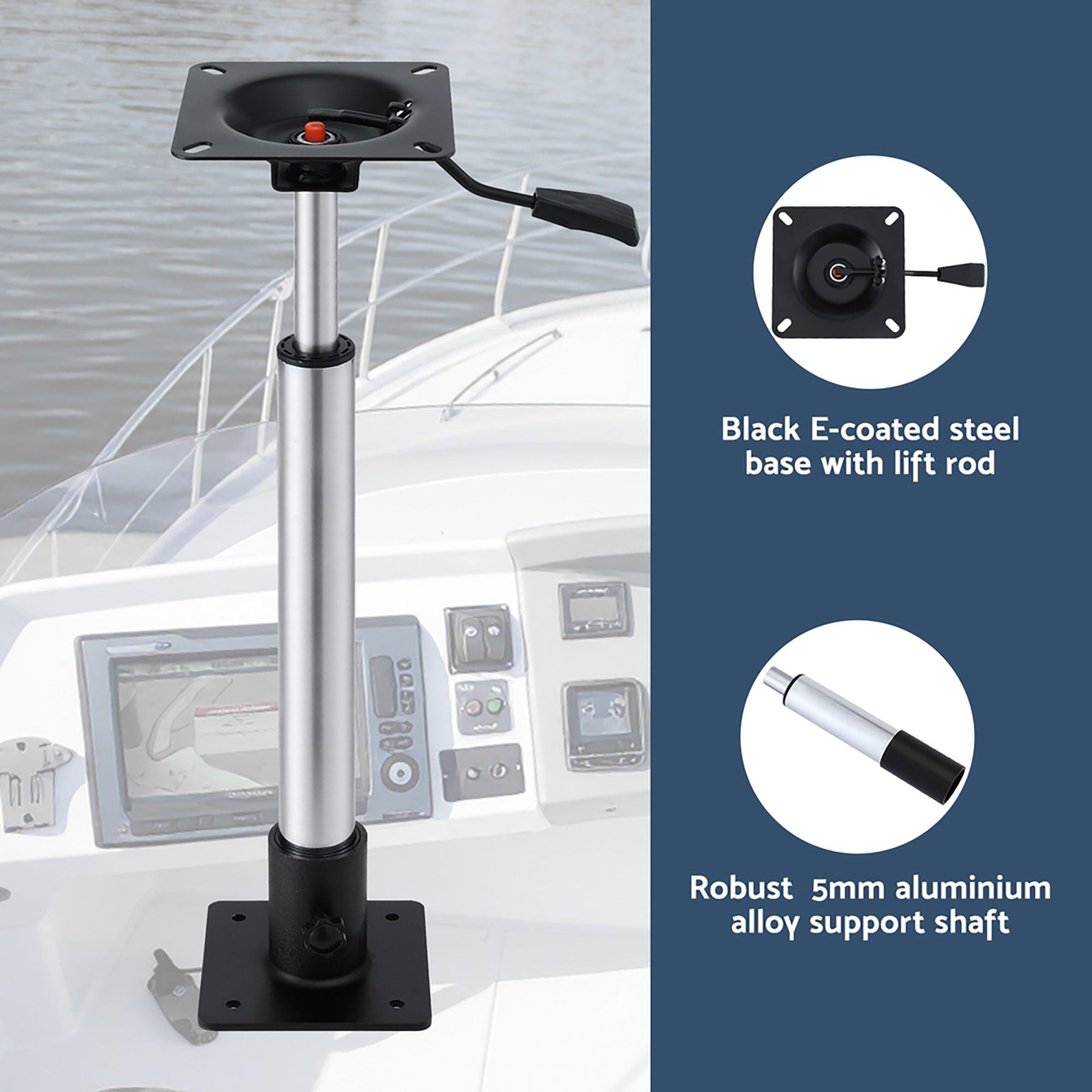 Seamanship Boat Seat Pedestal 55–75cm Adjustable Gas Lift 360 Degrees Swivel 2 Pack - SportZone.co.nz