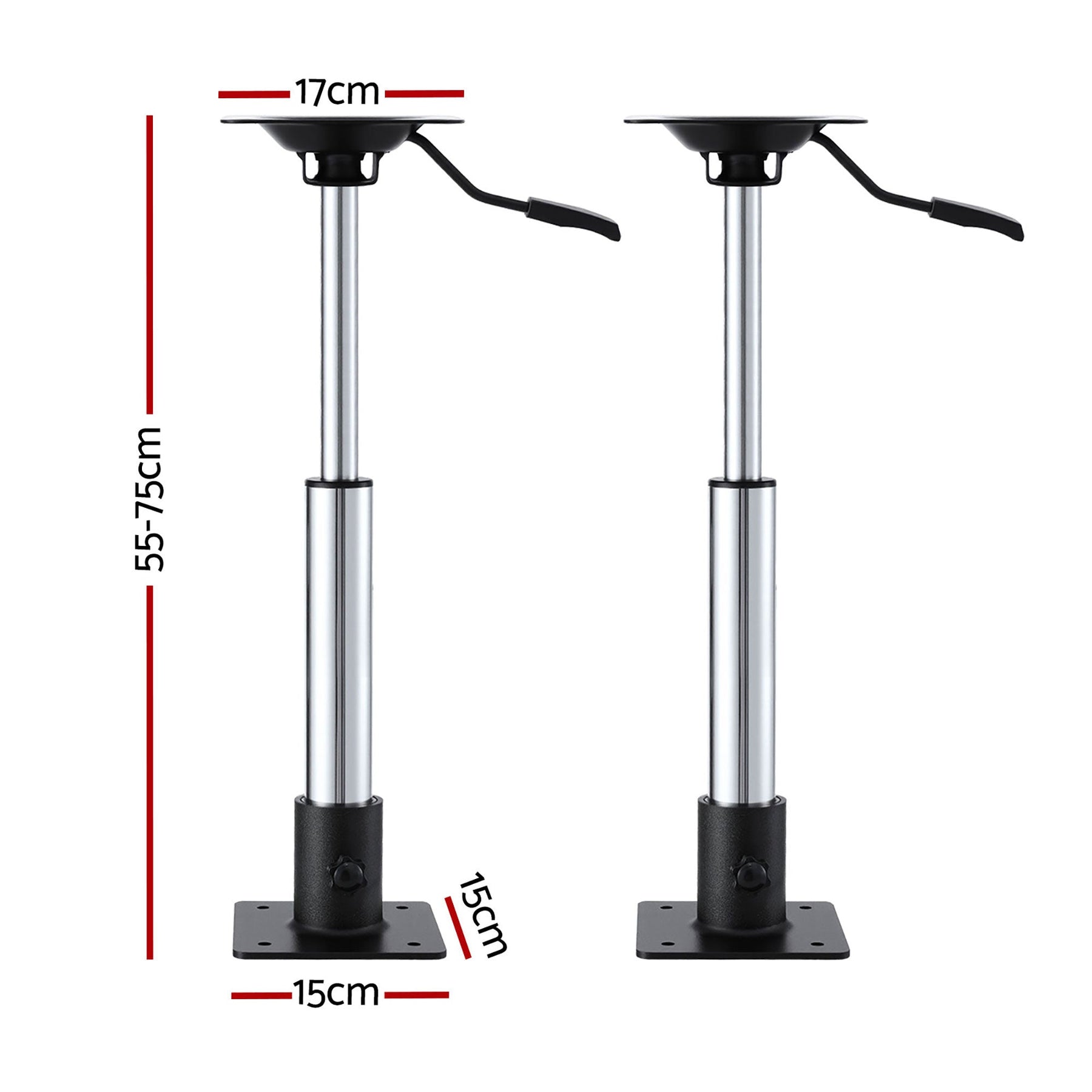 Seamanship Boat Seat Pedestal 55–75cm Adjustable Gas Lift 360 Degrees Swivel 2 Pack - SportZone.co.nz