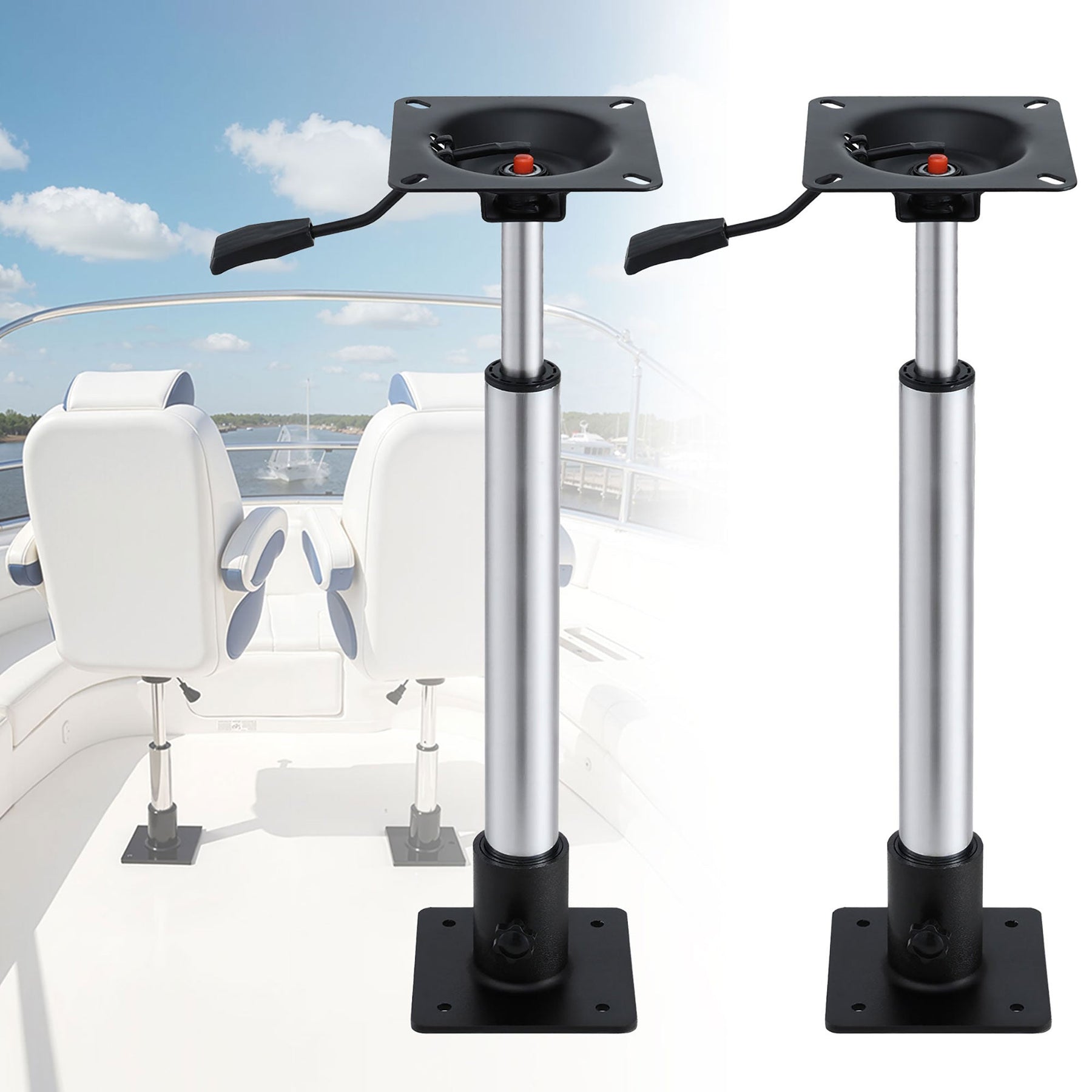 Seamanship Boat Seat Pedestal 55–75cm Adjustable Gas Lift 360 Degrees Swivel 2 Pack - SportZone.co.nz