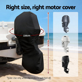 Seamanship Full Outboard Boat Motor Engine Cover Dust Rain Protection 100hp - 150hp 600D Black - SportZone.co.nz