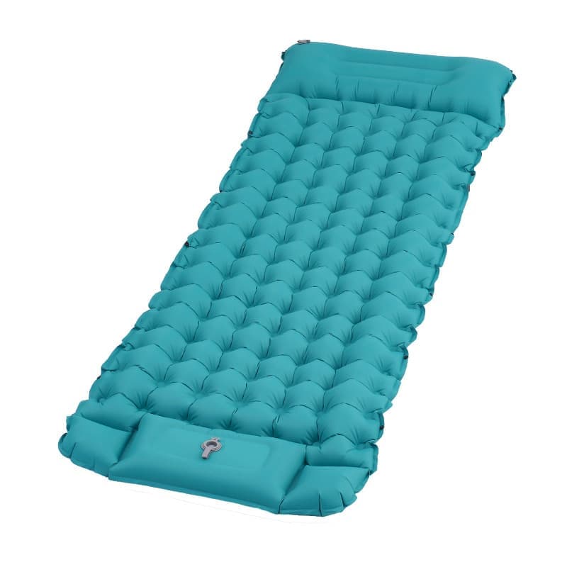 Self - inflating mattress 10cm, light blue, waterproof lightweight tear - resistant durable with foot pump for camping beach hiking - SportZone.co.nz