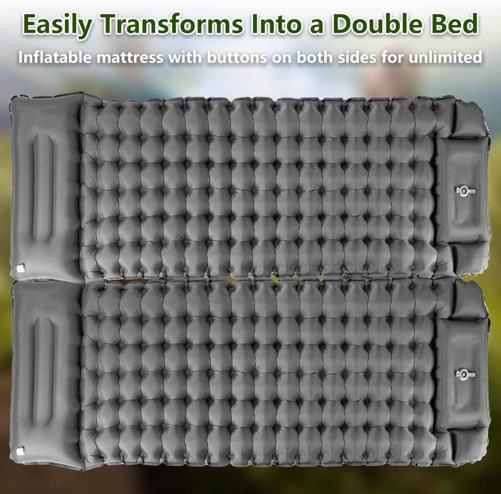 Self - inflating mattress 10cm, waterproof lightweight tear - resistant durable with foot pump for camping beach hiking, dark blue - SportZone.co.nz