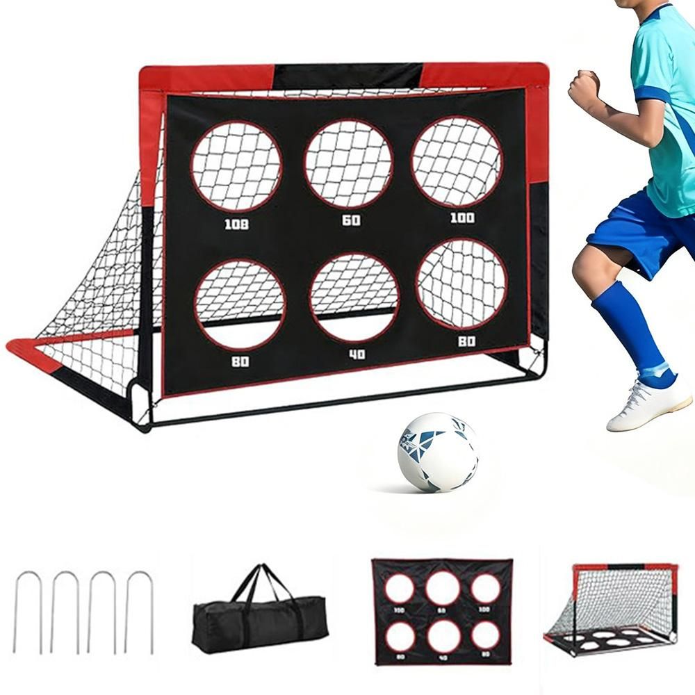 Soccer Goals for Backyard Set Outdoor Sports Games - Red Goal Frame with Black Net - SportZone.co.nz