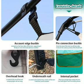 Tasman 3 - 5 Person Tent Camping Hiking Festival Pop Up Sleeping - Green - SportZone.co.nz