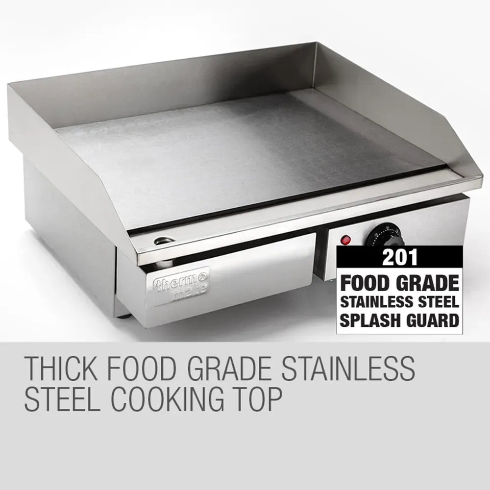 THERMOMATE Electric Griddle Grill BBQ Hot Plate Commercial Stainless Steel - SportZone.co.nz