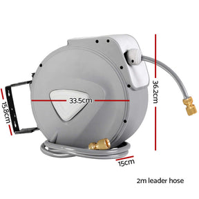 Water Hose Reel 20M Retractable Auto Rewind Garden Brass Spray Gun - SportZone.co.nz