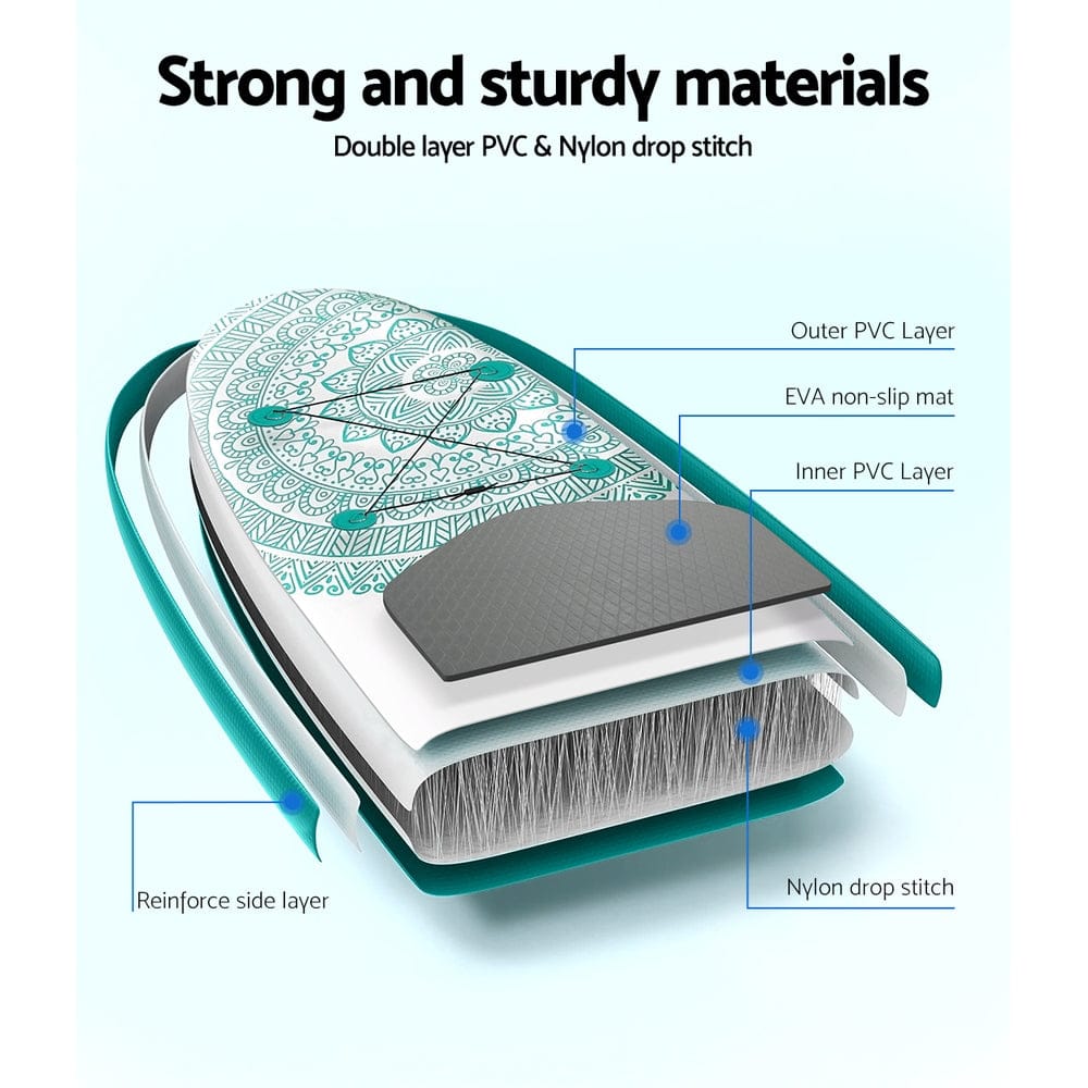 Weisshorn 10.6ft Inflatable Stand Up Paddle Board – Green - SportZone.co.nz