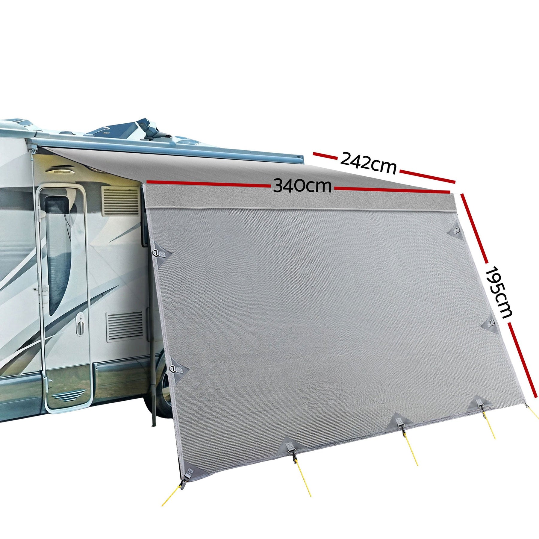 Weisshorn 12ft Caravan Awning Fabric & Privacy Screen RV Roll Out Sun Shade 3.4M - SportZone.co.nz